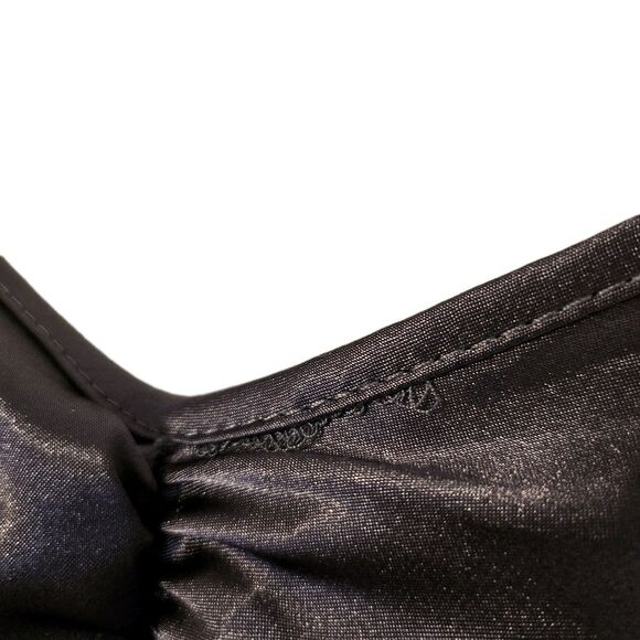 Bebe Gray Slip Dress Size Small Made In USA  Slinky Silky Sexy Y2k Lettuce Trim - Picture 7 of 7